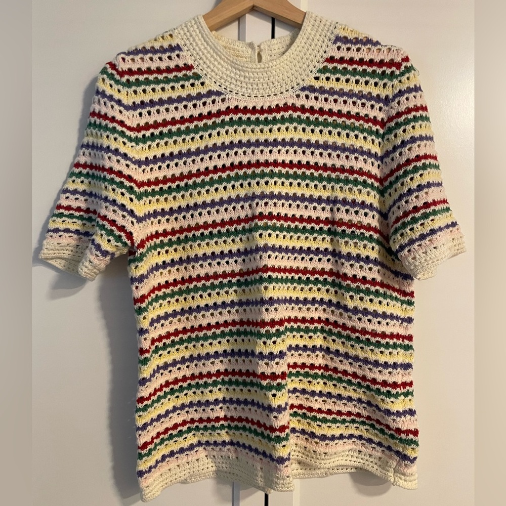 Nanette Lepore Cream Multicolor Striped Sweater